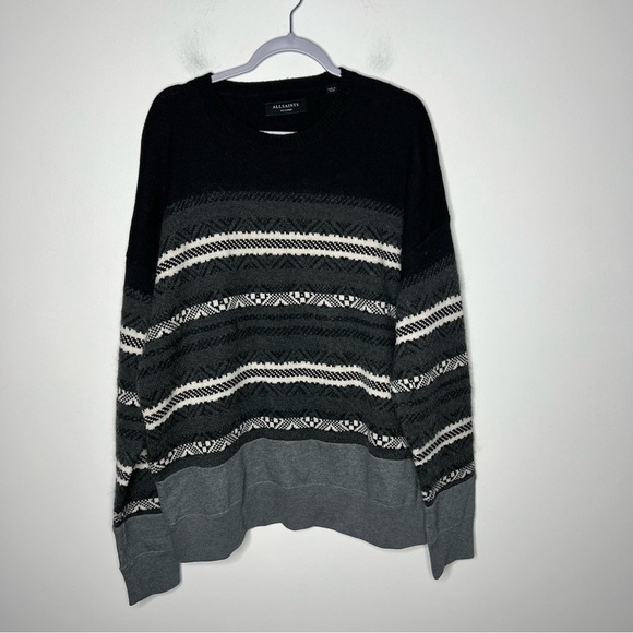 Allsaints Sweater Mens XXL Wool Blend Striped Casual - Picture 8 of 15